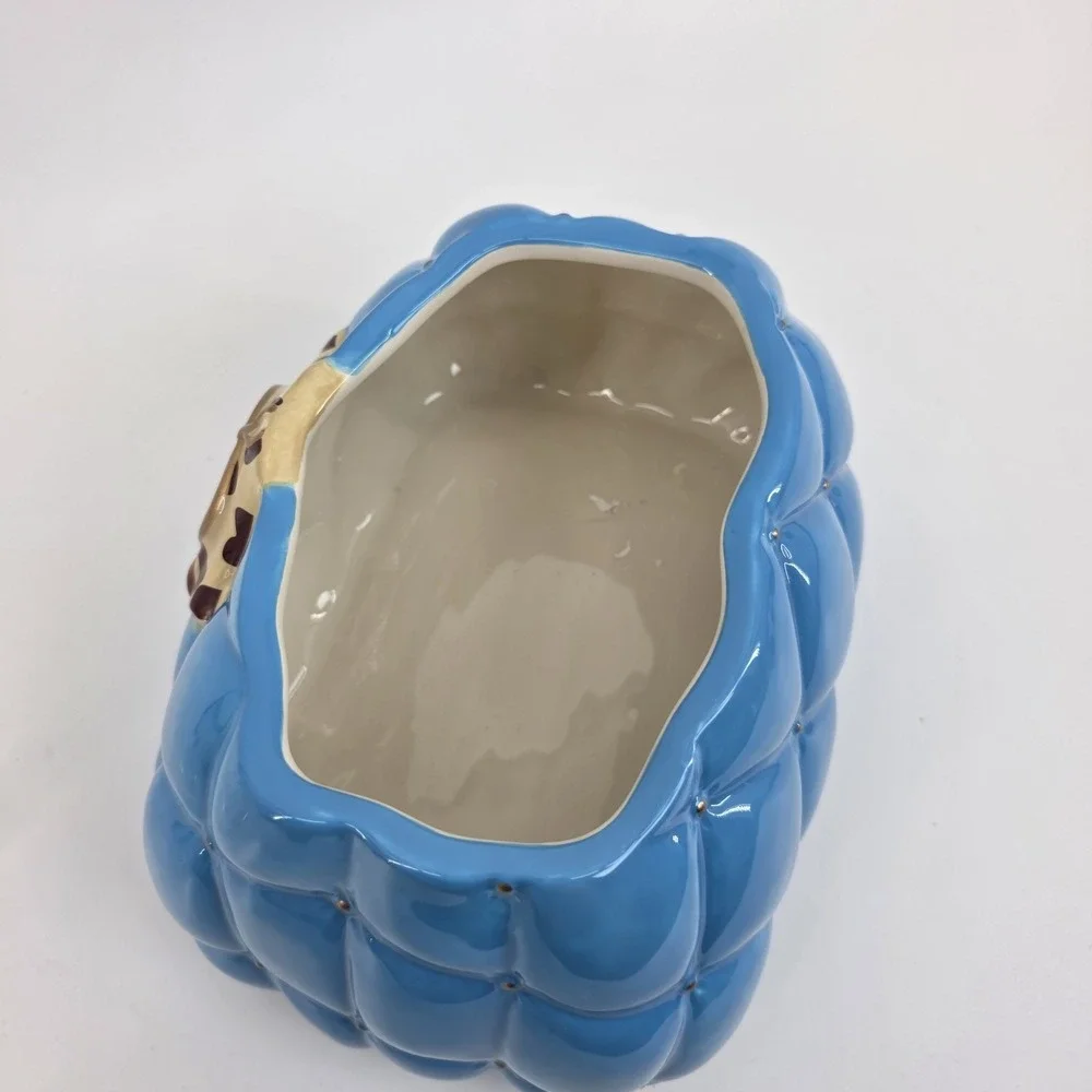 David's Cookies Handbag Turquoise & Gold Ceramic Cookie Jar Vintage 10